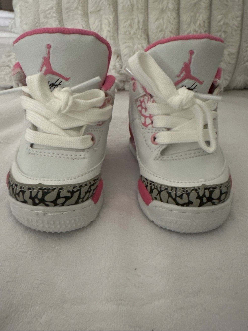 Jordan 4 Kids White and Pink Retro Style Sneakers